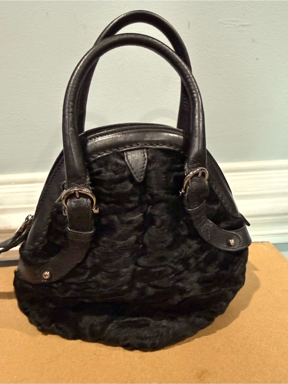 Salvatore Ferragamo Black Pony Hair Mini Top Handle Bag Made in Italy - Picture 5 of 16